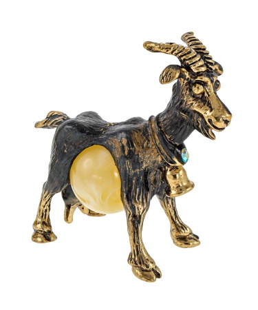 Фигурка из латуни Коза с колокольчиком 36х36 мм. арт. 518