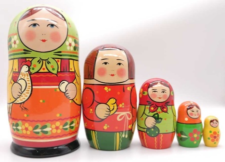 Матрешка сергиево-посадская 5 мест 16 см. арт. 841337