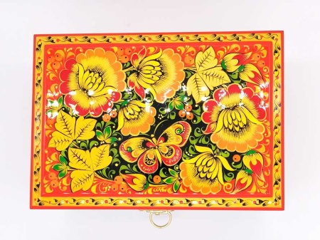 Шкатулка комод Хохлома с бабочкой 17х13х11 см. арт. 875542