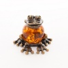 Лягушка из латуни c янтарем на шарике арт. 105