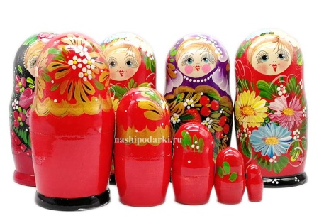 Матрешка цветы 5 мест 15 см. арт. 176525