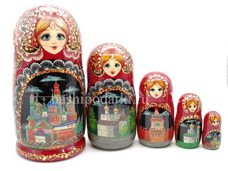 Матрешка Москва 5 мест 17см арт. 54674222  Матрешка Москва 5 мест 17см арт. 54674222