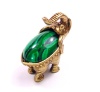 Фигурка из латуни Слон с кабошоном (малахит) арт. 1558-М