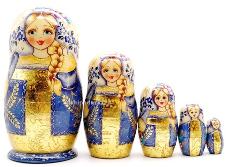 Матрешка "Колос" 17 см. 5 мест арт. 4567411  Матрешка "Колос" 17 см. 5 мест арт. 4567411