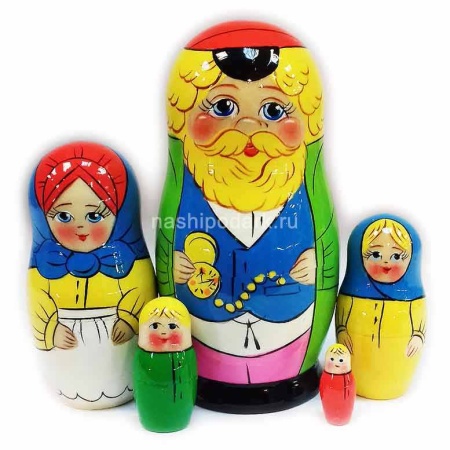 картинка Матрешка для детей 5 предметов "Купец" 10см Арт. 2102289 матрешки
