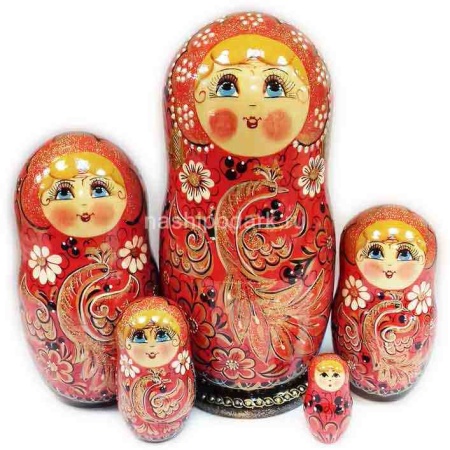 Матрешка деревяная 5 частей 19см Арт. 2102283