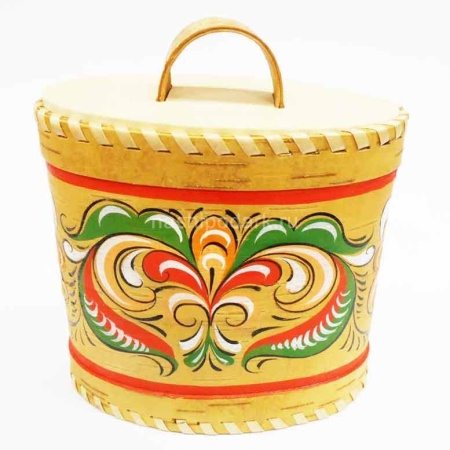 картинка Береста Туес "Цветочный узор" 15х15см арт. 220119129 магазин русских сувениров  Наши подарки