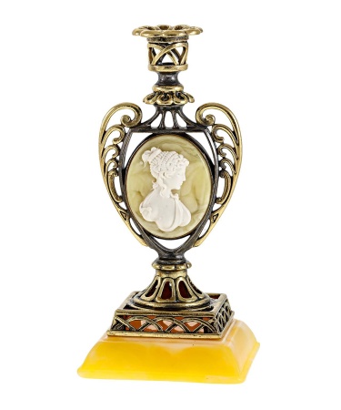 Подсвечник Камея-1 из янтаря 60х115 мм. арт. 2658.1