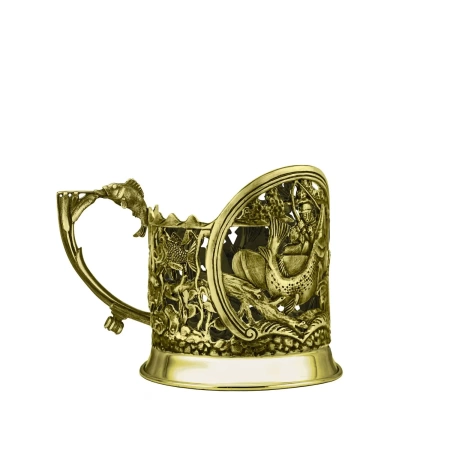 картинка Подстаканник "Рыбацкий" латунь с черн. Артикул:  КМ427ПС03