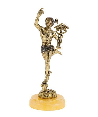 Фигурка из латуни с янтарем Бог Торговли Меркурий Большой 45х130 мм. арт. 2838