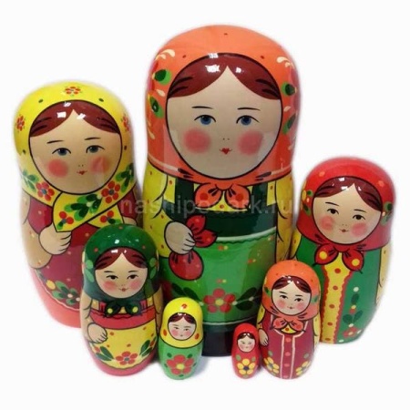 Матрешка цветная 22см 7 мест арт. 1018019  Матрешка цветная 22см 7 мест арт. 1018019