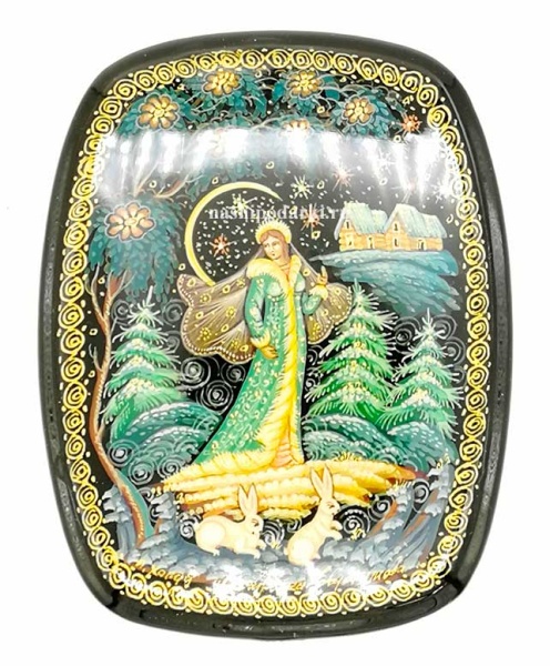Русския лаковая шкатулка "Снегурочка" 10х8 см. арт. 851439