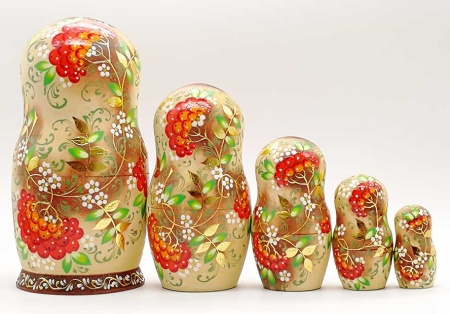 Матрешка "Рябинка"  высокохудожественная 19 см. 5 мест арт. 635638  Матрешка "Рябинка"  высокохудожественная 19 см. 5 мест арт. 635638