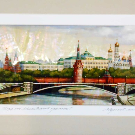 Картина на перламутре "Вид на Московский Кремль" 21х28см Арт. 290119160
