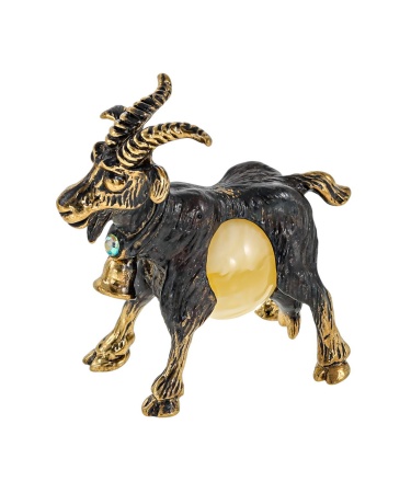 Фигурка из латуни Коза с колокольчиком 36х36 мм. арт. 518