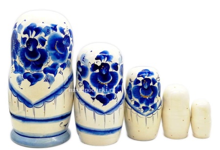 Матрешка под гжель 18 см. 5 мест арт. 3464318