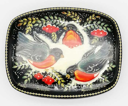 Лаковая шкатулка Снегири 10х8см арт. 764565
