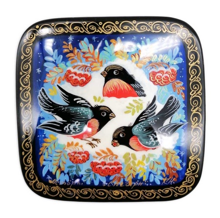 Шкатулка Мстера "Снегири" 8х6,5 см. арт. 6587521