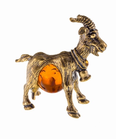 Фигурка из латуни Коза с колокольчиком 36х36 мм. арт. 518