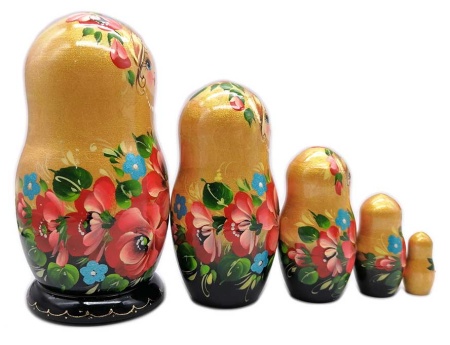 Матрешка Тверская золотая 15 см. 5 мест арт. 657332