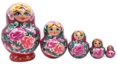 Матрешка "Цветы на красном" 5 мест 13 см. арт. 584622  Матрешка "Цветы на красном" 5 мест 13 см. арт. 584622