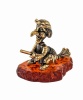 Фигурка из латуни с янтарем Баба Яга на метле 55х50 мм. арт. 1593