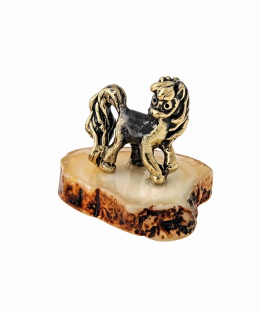 Фигурка из латуни с янтарем Лошадь Пони Пинки Пай 32х30 мм. арт. 1405