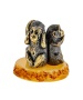 Фигурка из латуни с янтарем Обезьяны мудрости 35х40 мм. арт. 2582