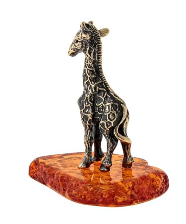 Фигурка из латуни с янтарем Жирафик Софи 45х60 мм. арт. 1212