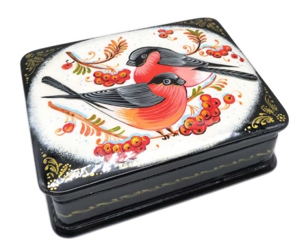 Шкатулка лаковая миниатюра "Снегири" 10х8 см. арт. 899553 
