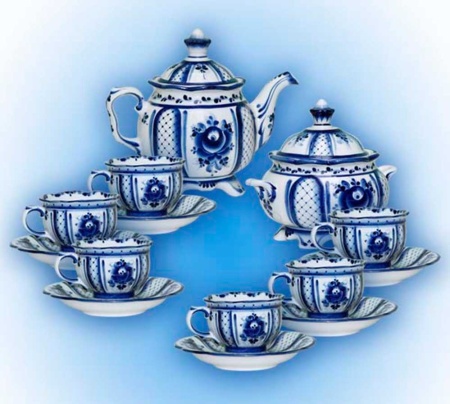 Сервиз чайный «Надежда» Гжель артикль 86444