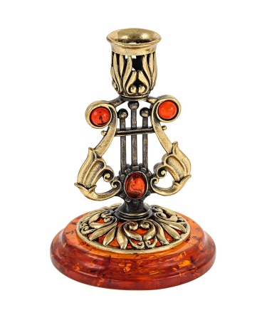 Подсвечник Арфа из янтаря 50х70 мм. арт. 2721