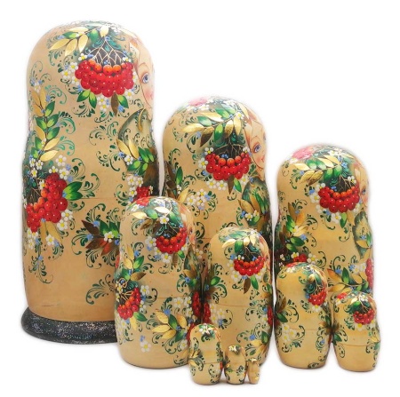 Матрешка матовая "Рябинка" 27 см. 10 мест арт. 487617