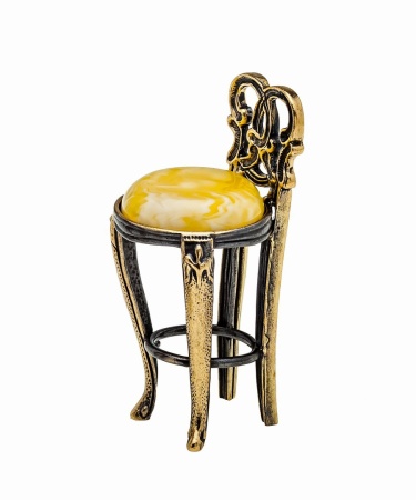 Стул Барный из латуни с янтарем арт. 1143