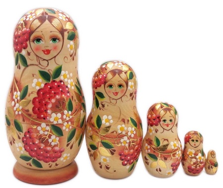 Матрешка матовая "Рябинка" 14 см. 5 мест арт. 6882423