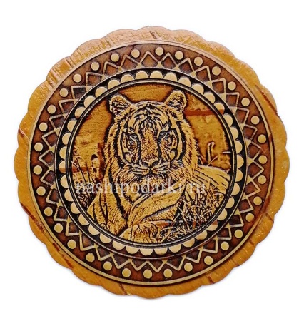 картинка Шкатулка из бересты (Лев) 6х3см арт. 622777 магазин русских сувениров  Наши подарки