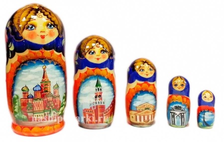Матрешка с Москвой 18см 5 мест арт. 64938