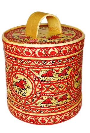 картинка Туес с мезенской росписью 10х10 см. арт. 816525 магазин русских сувениров  Наши подарки