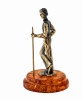 Фигурка из латуни с янтарем Бильярдист 35х65 мм. арт. 1608