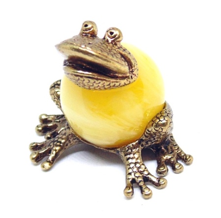 Лягушка из латуни квакушка (белая) арт. 107-1