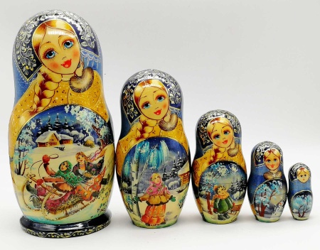 Матрешка "Зимнее раздолье" 19 см. 5 мест арт. 92654