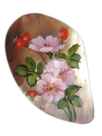 Брошка перламутр "Цветущий шиповник"и 4х5 см. арт. 6765322 