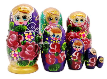 Матрешка недорогая 5 мест цветы 10 см. арт. 875369