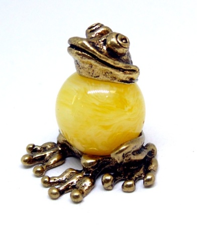 Лягушка из латуни на шарике (белая) арт. 105-1