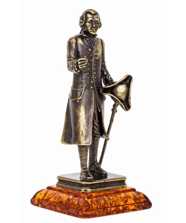 Фигурка из латуни с янтарем Иммануил Кант 55х120 мм. арт. 363