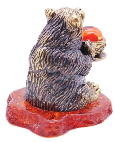 картинка Фигурка Медведь "С чаем" (Янтарь, латунь) 4х5 см. арт. 12110094 магазин 