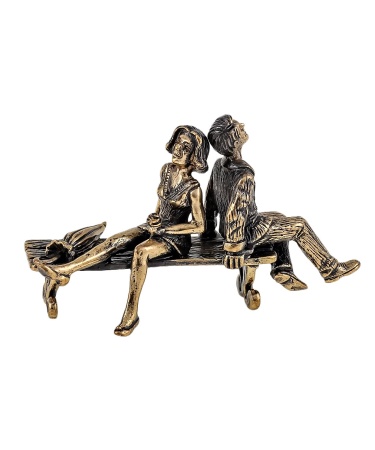 Фигурка из латуни с янтарем Парочка Беззаботные годы без подставки 60х40 мм арт. 1641.1