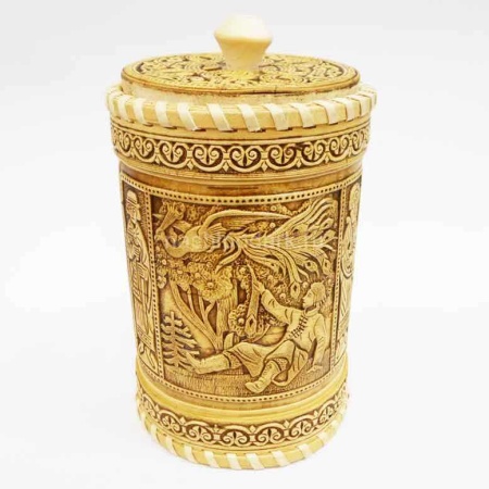 картинка Береста Туес "Жар птица" 19х11см арт. 220119117 магазин русских сувениров  Наши подарки