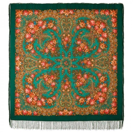 Павлопосадский платок «ЛАДОГА» 146 см.  1727-12 