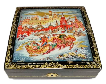 Шкатулка Холуй Москва с замком 20х20см
